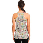 Girly Heart And Flower Pattern Print Women's Racerback Tank Top
