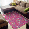 Girly Peace Sign And Love Pattern Print Area Rug