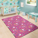 Girly Peace Sign And Love Pattern Print Area Rug