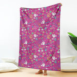 Girly Peace Sign And Love Pattern Print Blanket