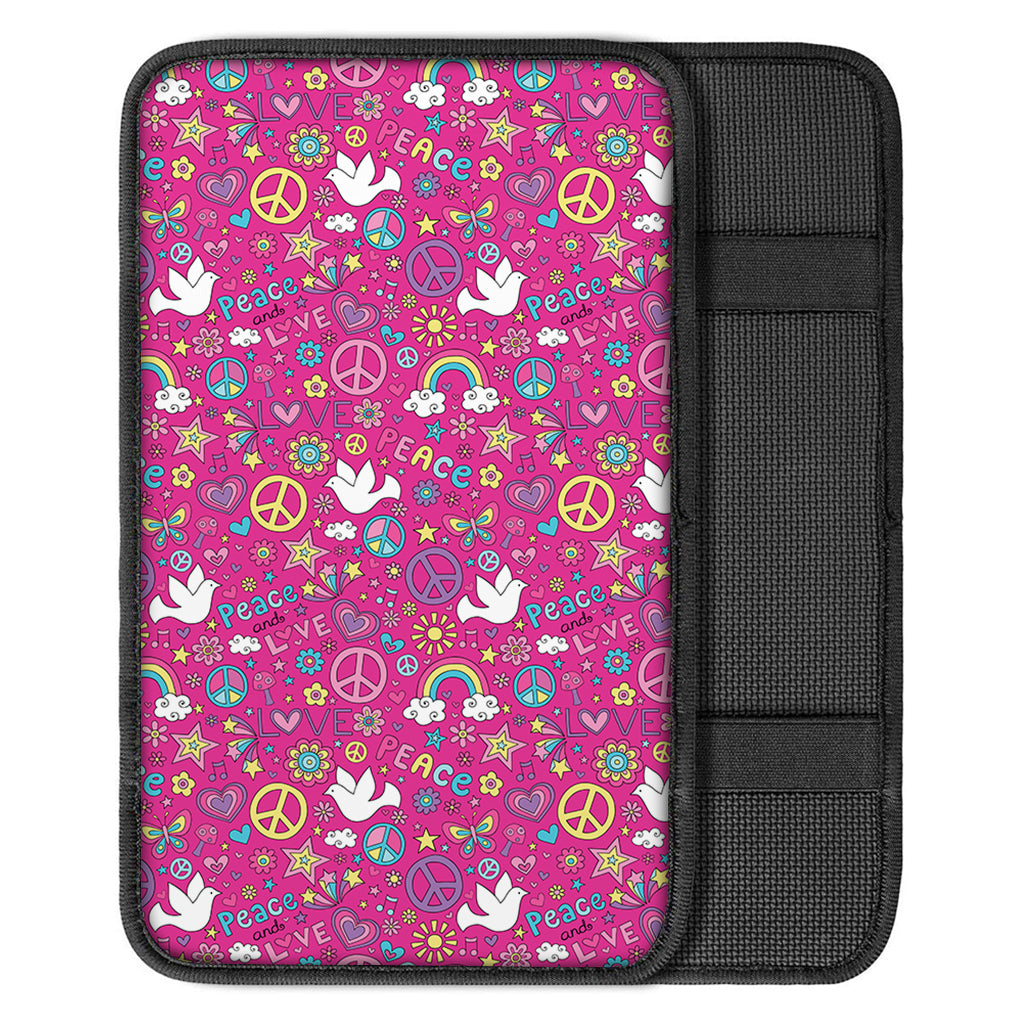 Girly Peace Sign And Love Pattern Print Car Center Console Cover