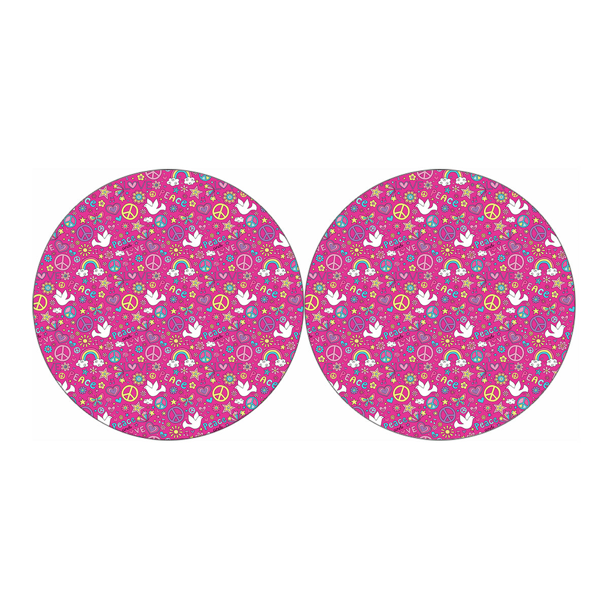 Girly Peace Sign And Love Pattern Print Car Coasters