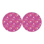 Girly Peace Sign And Love Pattern Print Car Coasters