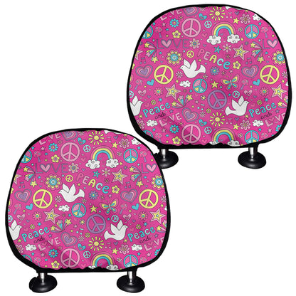 Girly Peace Sign And Love Pattern Print Car Headrest Covers