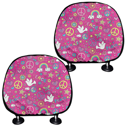 Girly Peace Sign And Love Pattern Print Car Headrest Covers