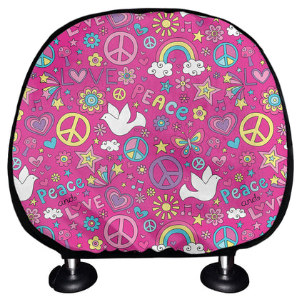 Girly Peace Sign And Love Pattern Print Car Headrest Covers