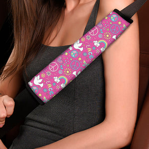 Girly Peace Sign And Love Pattern Print Car Seat Belt Covers