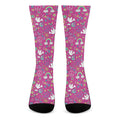 Girly Peace Sign And Love Pattern Print Crew Socks