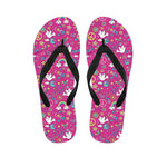 Girly Peace Sign And Love Pattern Print Flip Flops