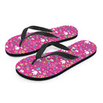 Girly Peace Sign And Love Pattern Print Flip Flops