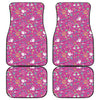 Girly Peace Sign And Love Pattern Print Front and Back Car Floor Mats