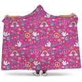 Girly Peace Sign And Love Pattern Print Hooded Blanket