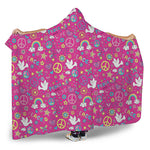 Girly Peace Sign And Love Pattern Print Hooded Blanket