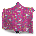 Girly Peace Sign And Love Pattern Print Hooded Blanket
