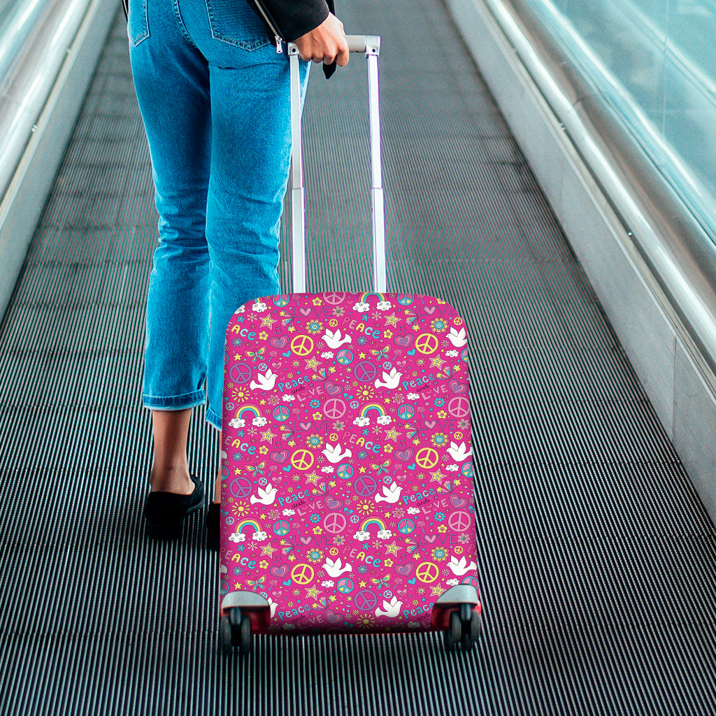 Girly Peace Sign And Love Pattern Print Luggage Cover