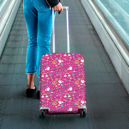Girly Peace Sign And Love Pattern Print Luggage Cover