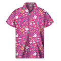 Girly Peace Sign And Love Pattern Print Men's Short Sleeve Shirt