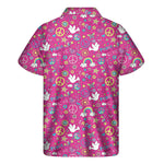 Girly Peace Sign And Love Pattern Print Men's Short Sleeve Shirt