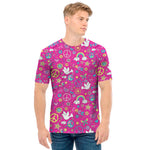 Girly Peace Sign And Love Pattern Print Men's T-Shirt