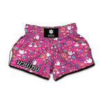 Girly Peace Sign And Love Pattern Print Muay Thai Boxing Shorts