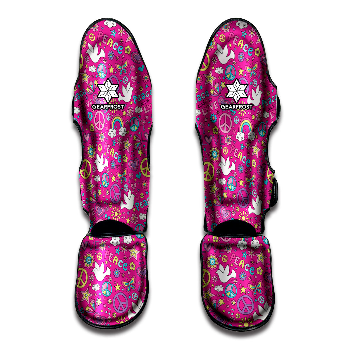 Girly Peace Sign And Love Pattern Print Muay Thai Shin Guard