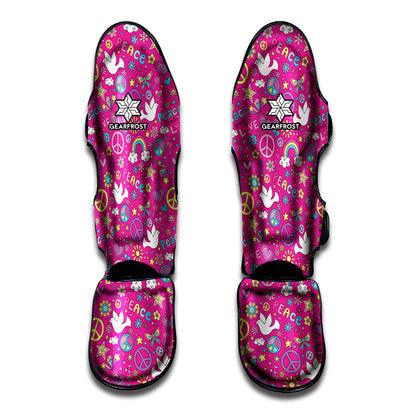 Girly Peace Sign And Love Pattern Print Muay Thai Shin Guard