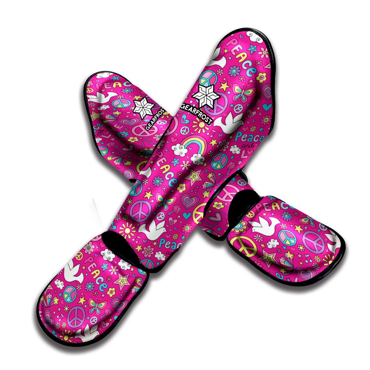 Girly Peace Sign And Love Pattern Print Muay Thai Shin Guard