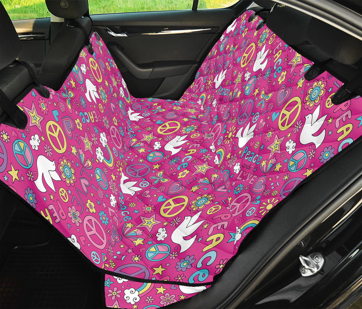 Girly Peace Sign And Love Pattern Print Pet Car Back Seat Cover