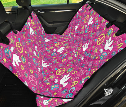Girly Peace Sign And Love Pattern Print Pet Car Back Seat Cover