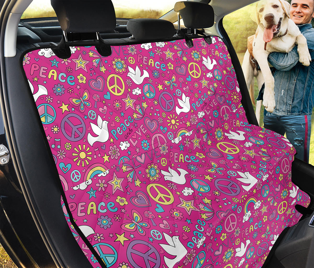 Girly Peace Sign And Love Pattern Print Pet Car Back Seat Cover
