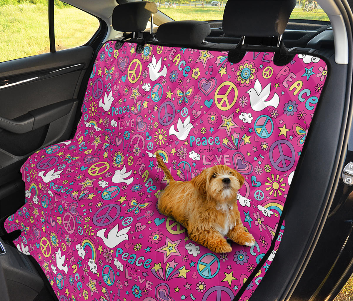 Girly Peace Sign And Love Pattern Print Pet Car Back Seat Cover