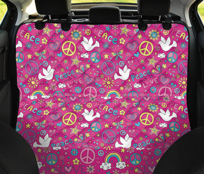 Girly Peace Sign And Love Pattern Print Pet Car Back Seat Cover