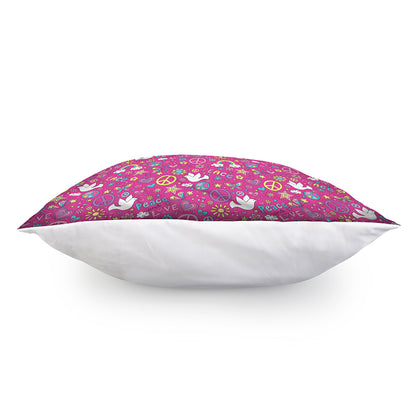 Girly Peace Sign And Love Pattern Print Pillow Cover