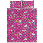 Girly Peace Sign And Love Pattern Print Quilt Bed Set