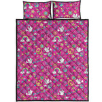 Girly Peace Sign And Love Pattern Print Quilt Bed Set