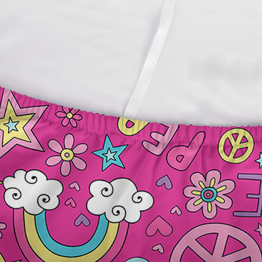 Girly Peace Sign And Love Pattern Print Sofa Cover