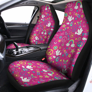 Girly Peace Sign And Love Pattern Print Universal Fit Car Seat Covers