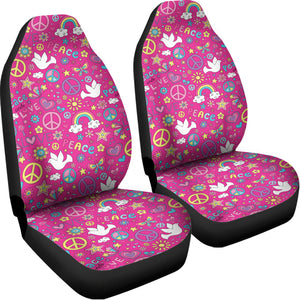 Girly Peace Sign And Love Pattern Print Universal Fit Car Seat Covers