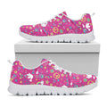 Girly Peace Sign And Love Pattern Print White Running Shoes