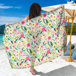 Girly Spring Flower Pattern Print Beach Sarong Wrap