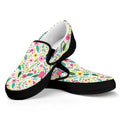 Girly Spring Flower Pattern Print Black Slip On Sneakers