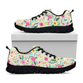 Girly Spring Flower Pattern Print Black Running Shoes