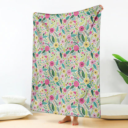 Girly Spring Flower Pattern Print Blanket