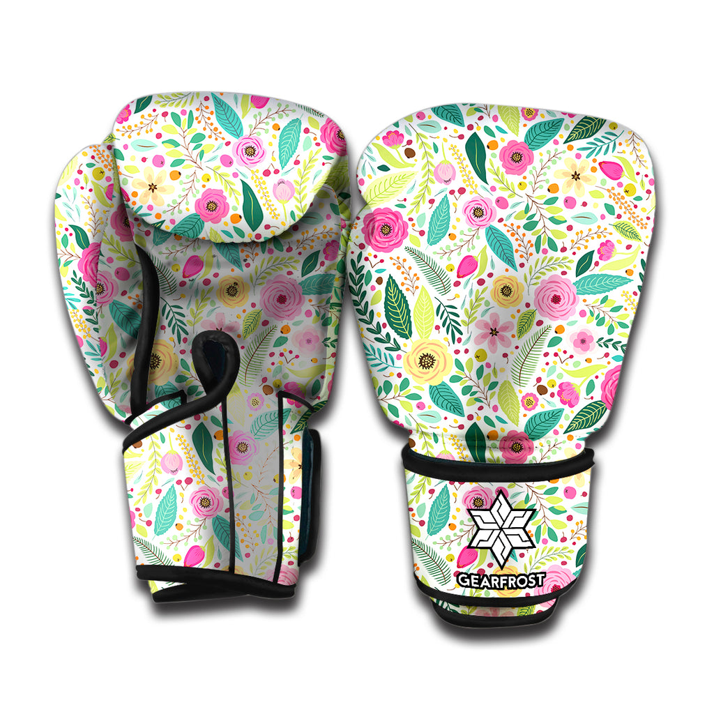 Girly Spring Flower Pattern Print Boxing Gloves