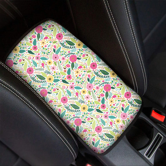 Girly Spring Flower Pattern Print Car Center Console Cover