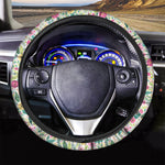Girly Spring Flower Pattern Print Car Steering Wheel Cover