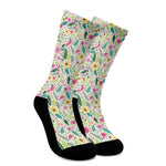 Girly Spring Flower Pattern Print Crew Socks