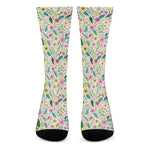 Girly Spring Flower Pattern Print Crew Socks