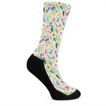 Girly Spring Flower Pattern Print Crew Socks