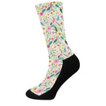 Girly Spring Flower Pattern Print Crew Socks